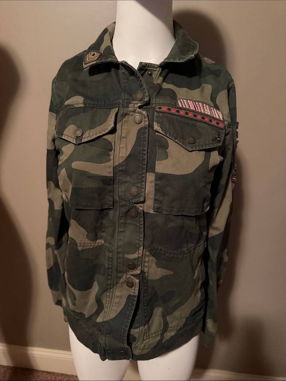 Abercrombie & Fitch Olive Camo Patch Jacket